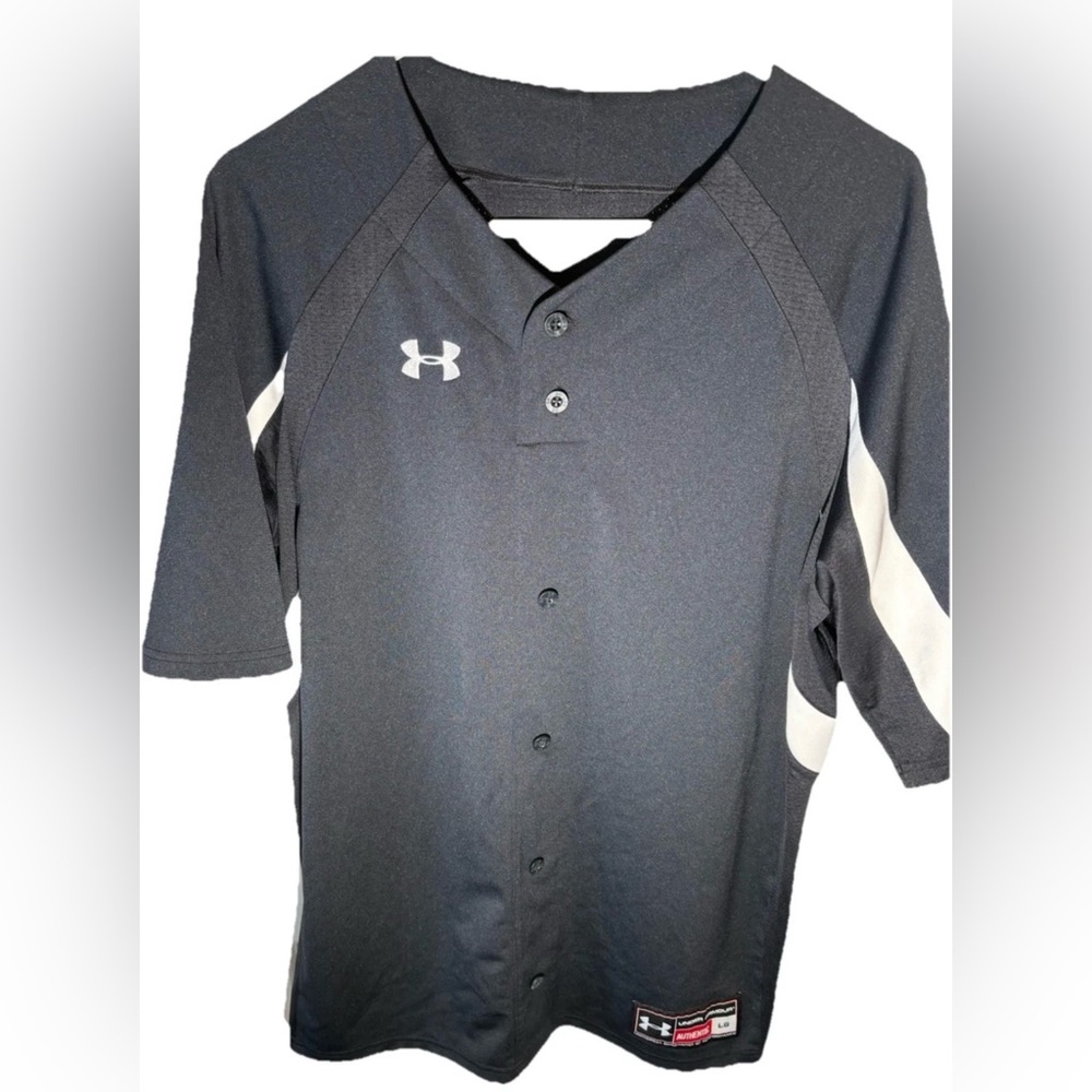 Under Armour Performance Baseball Jersey Men's Large Black button up shirt